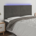 vidaXL Zagłówek do łóżka z LED, ciemnoszary, 160x5x118/128 cm, aksamit