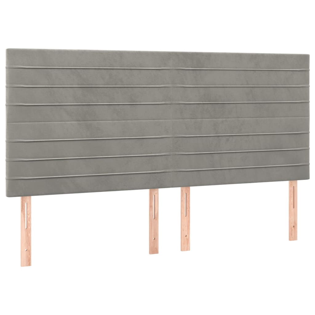 vidaXL Zagłówek do łóżka z LED, jasnoszary, 180x5x118/128 cm, aksamit
