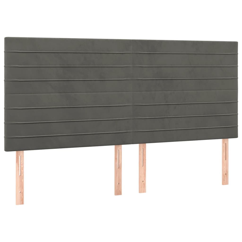 vidaXL Zagłówek do łóżka z LED, ciemnoszary, 200x5x118/128 cm, aksamit