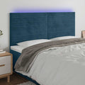 vidaXL Zagłówek do łóżka z LED, ciemnoniebieski, 200x5x118/128 cm
