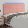 vidaXL Zagłówek do łóżka z LED, różowy, 200x5x118/128 cm, aksamit