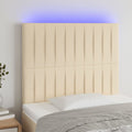 vidaXL Zagłówek do łóżka z LED, kremowy, 80x5x118/128 cm, tkanina