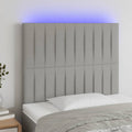 vidaXL Zagłówek do łóżka z LED, jasnoszary, 90x5x118/128 cm, tkanina