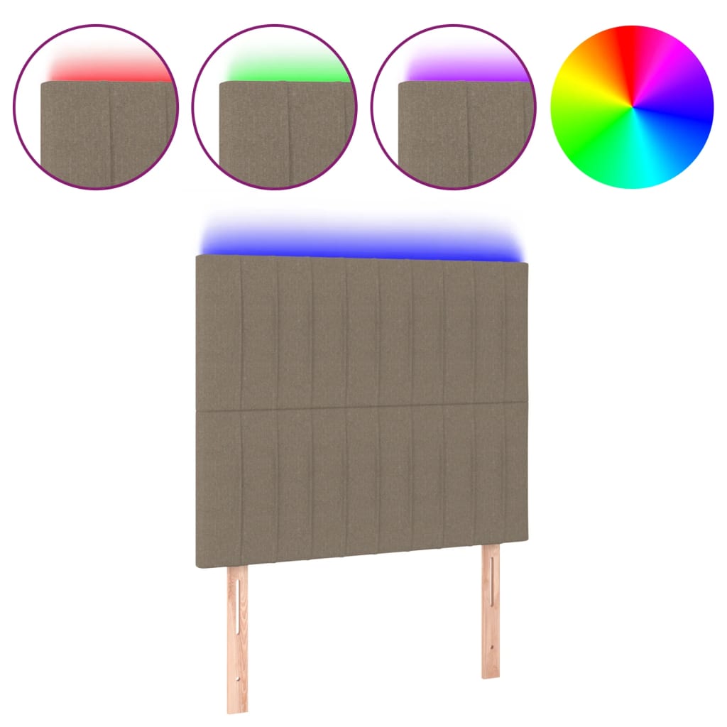 vidaXL Zagłówek do łóżka z LED, taupe, 90x5x118/128 cm, tkanina