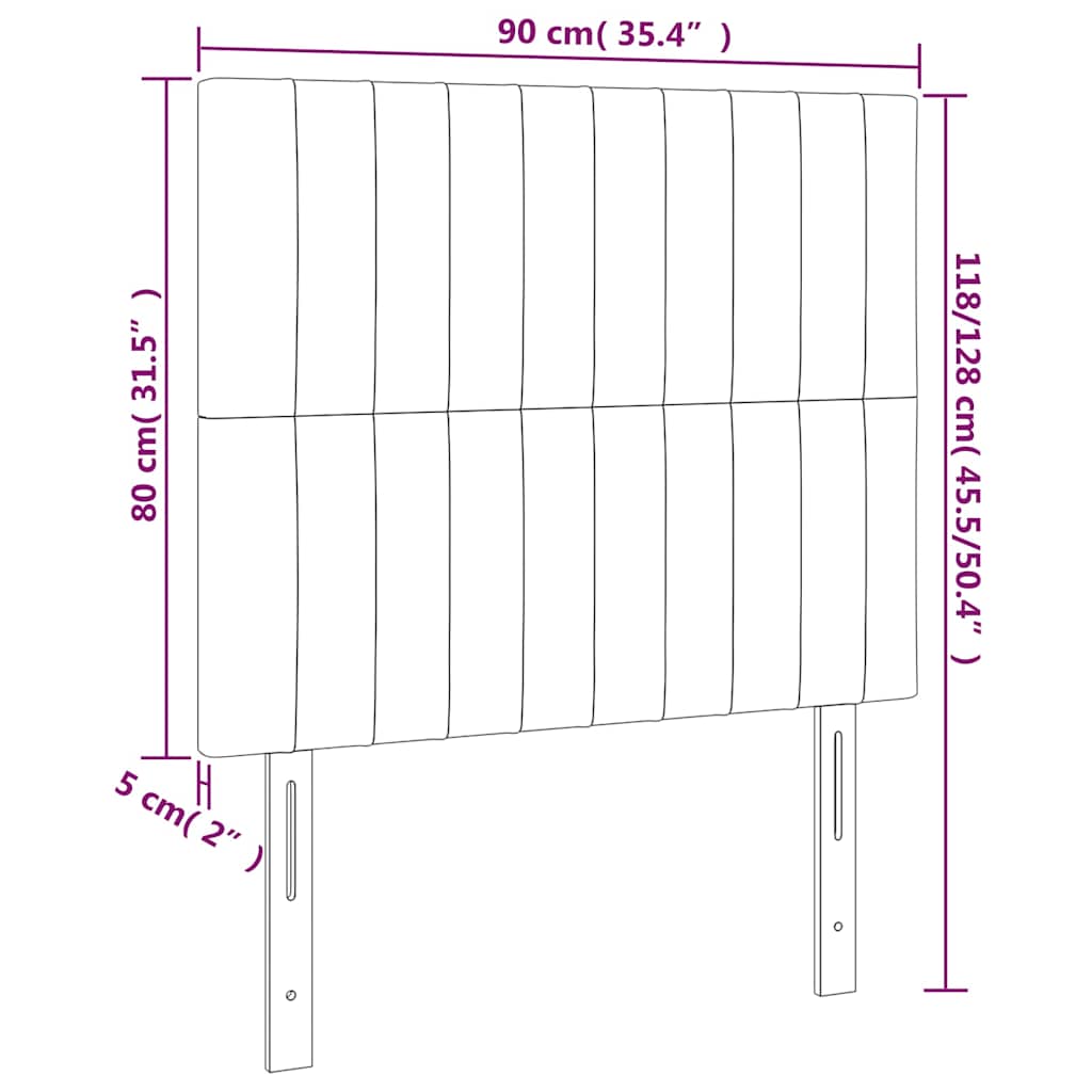 vidaXL Zagłówek do łóżka z LED, kremowy, 90x5x118/128 cm, tkanina