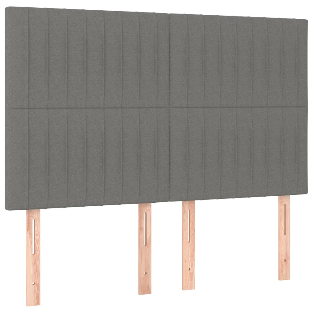 vidaXL Zagłówek do łóżka z LED, ciemnoszary, 144x5x118/128 cm, tkanina