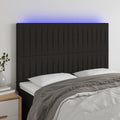 vidaXL Zagłówek do łóżka z LED, czarny, 144x5x118/128 cm, tkanina