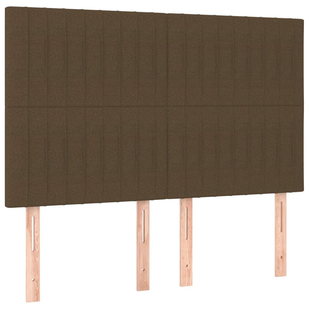 vidaXL Zagłówek do łóżka z LED ciemnobrązowy 144x5x118/128 cm tkanina