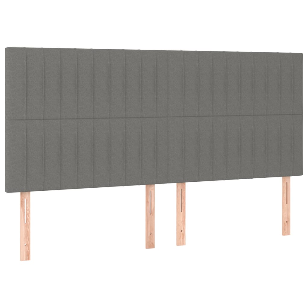 vidaXL Zagłówek do łóżka z LED, ciemnoszary, 200x5x118/128 cm, tkanina