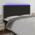 vidaXL Zagłówek do łóżka z LED, czarny, 200x5x118/128 cm, tkanina