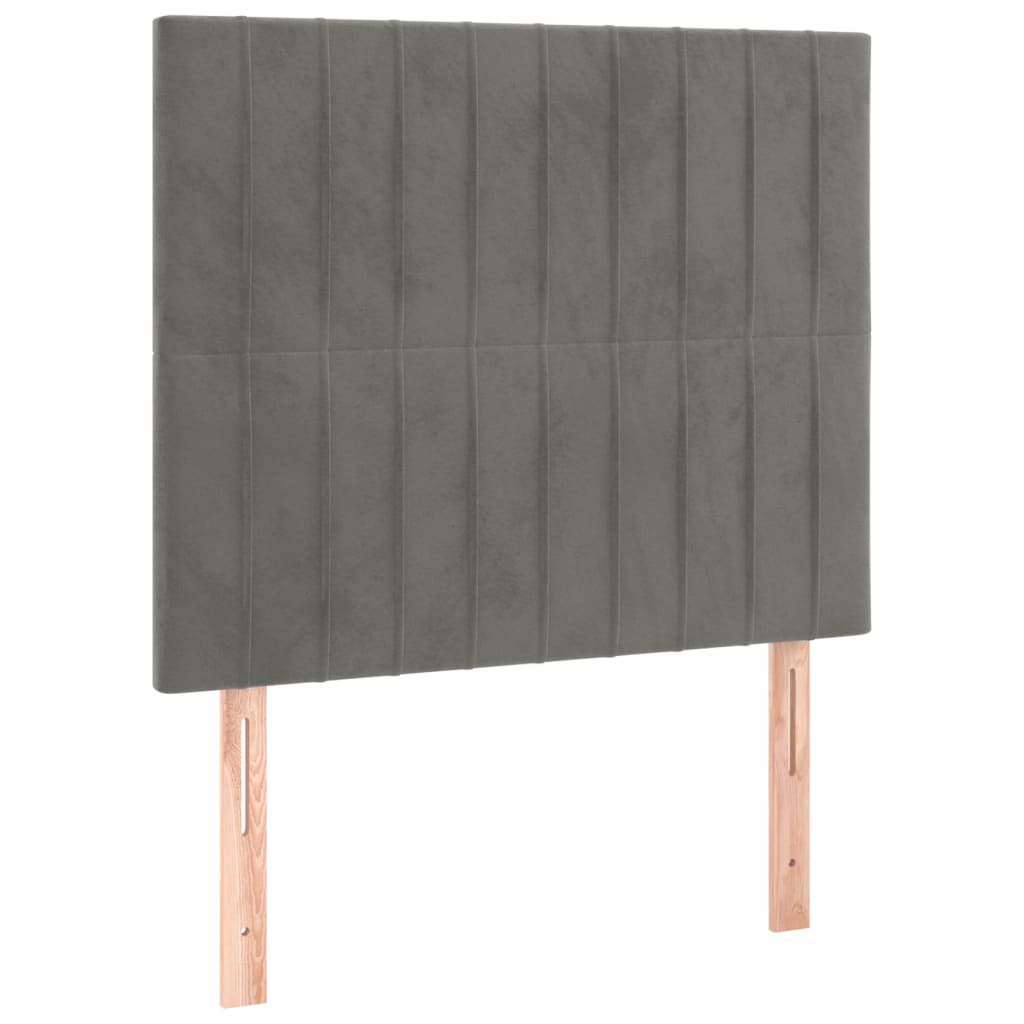 vidaXL Zagłówek do łóżka z LED, jasnoszary, 80x5x118/128 cm, aksamit