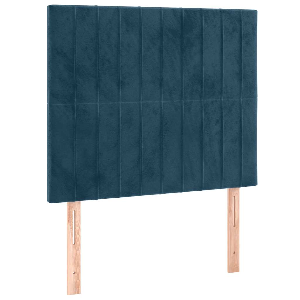 vidaXL Zagłówek do łóżka z LED, ciemnoniebieski, 80x5x118/128 cm