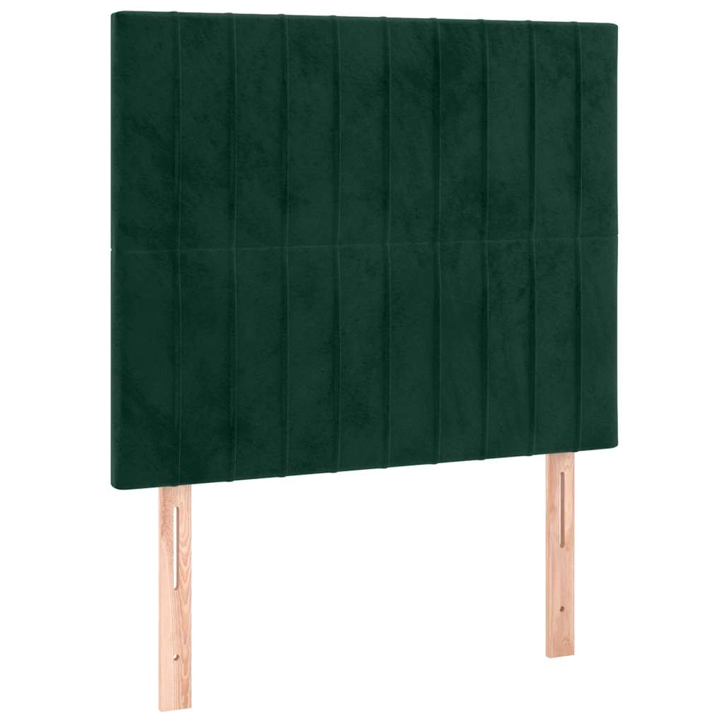 vidaXL Zagłówek do łóżka z LED, ciemnozielony, 90x5x118/128cm, aksamit