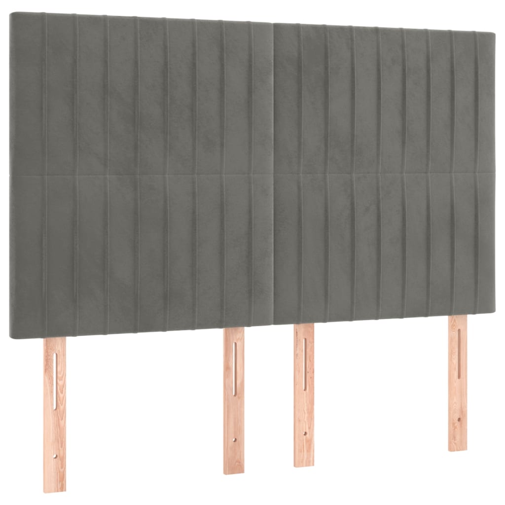 vidaXL Zagłówek do łóżka z LED, jasnoszary, 144x5x118/128 cm, aksamit