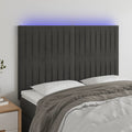 vidaXL Zagłówek do łóżka z LED, ciemnoszary, 144x5x118/128 cm, aksamit
