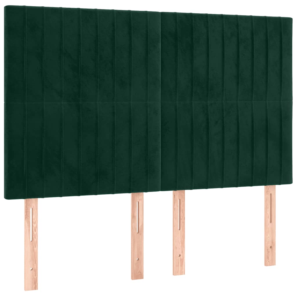 vidaXL Zagłówek do łóżka z LED, ciemnozielony, 144x5x118/128 cm