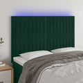 vidaXL Zagłówek do łóżka z LED, ciemnozielony, 144x5x118/128 cm