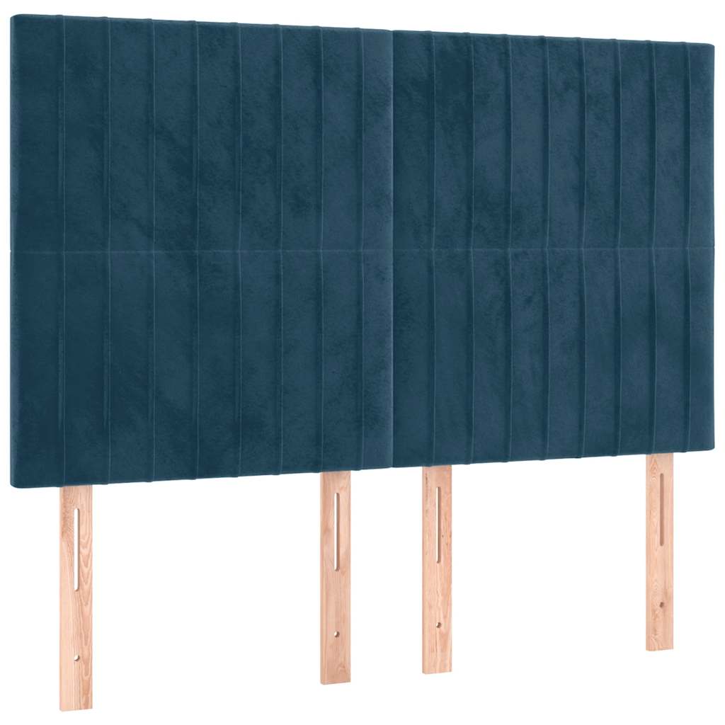 vidaXL Zagłówek do łóżka z LED ciemnoniebieski, 144x5x118/128 cm