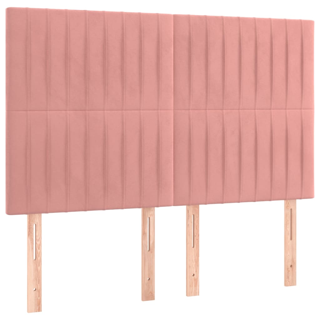 vidaXL Zagłówek do łóżka z LED, różowy, 144x5x118/128 cm, aksamit