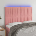 vidaXL Zagłówek do łóżka z LED, różowy, 144x5x118/128 cm, aksamit