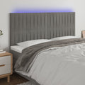 vidaXL Zagłówek do łóżka z LED, jasnoszary, 160x5x118/128 cm, aksamit