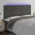 vidaXL Zagłówek do łóżka z LED, ciemnoszary, 160x5x118/128 cm, aksamit