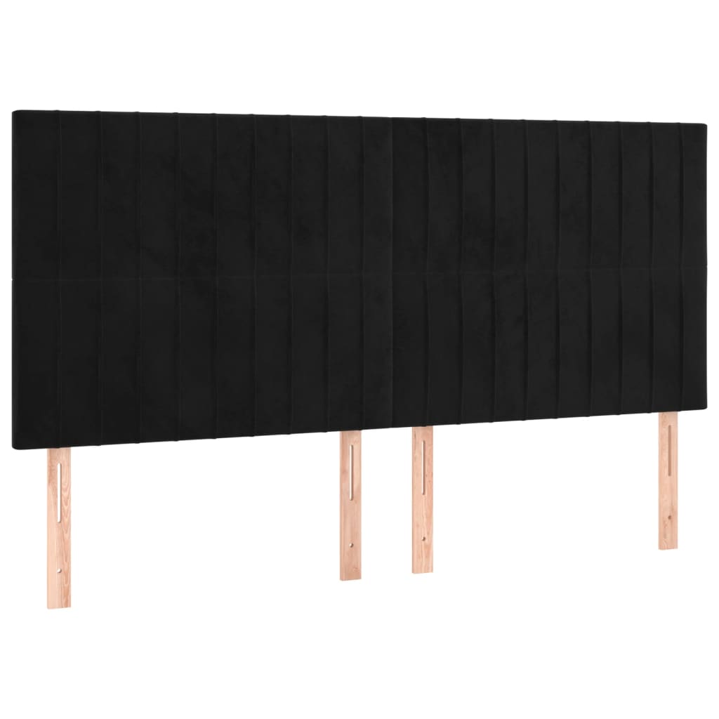 vidaXL Zagłówek do łóżka z LED, czarny, 160x5x118/128 cm, aksamit