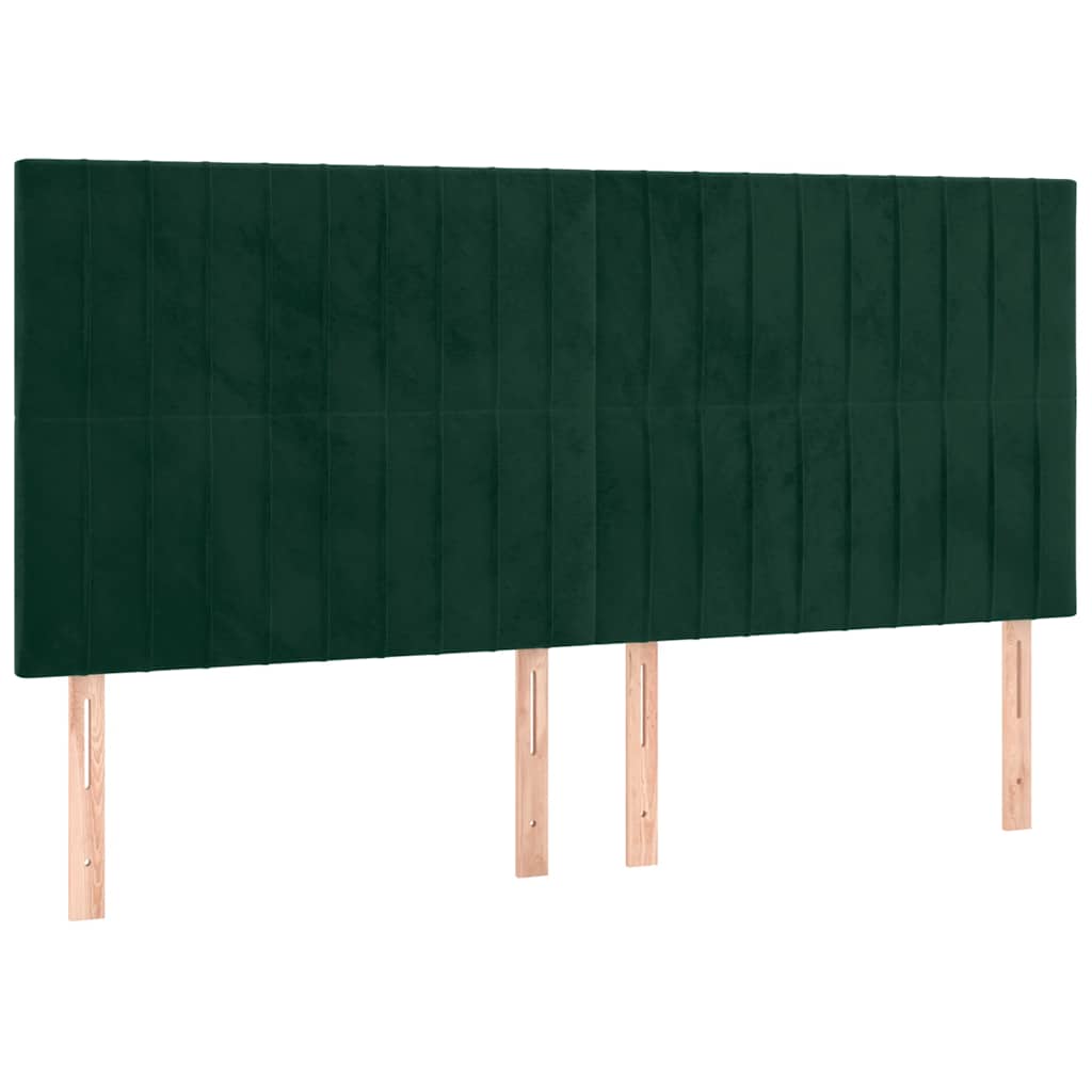 vidaXL Zagłówek do łóżka z LED, ciemnozielony, 160x5x118/128 cm
