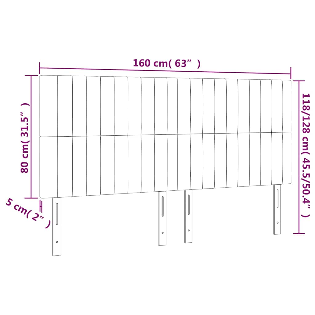 vidaXL Zagłówek do łóżka z LED, ciemnozielony, 160x5x118/128 cm