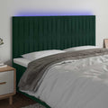 vidaXL Zagłówek do łóżka z LED, ciemnozielony, 160x5x118/128 cm