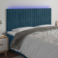 vidaXL Zagłówek do łóżka z LED, ciemnoniebieski, 160x5x118/128 cm