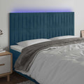 vidaXL Zagłówek do łóżka z LED, ciemnoniebieski, 180x5x118/128 cm