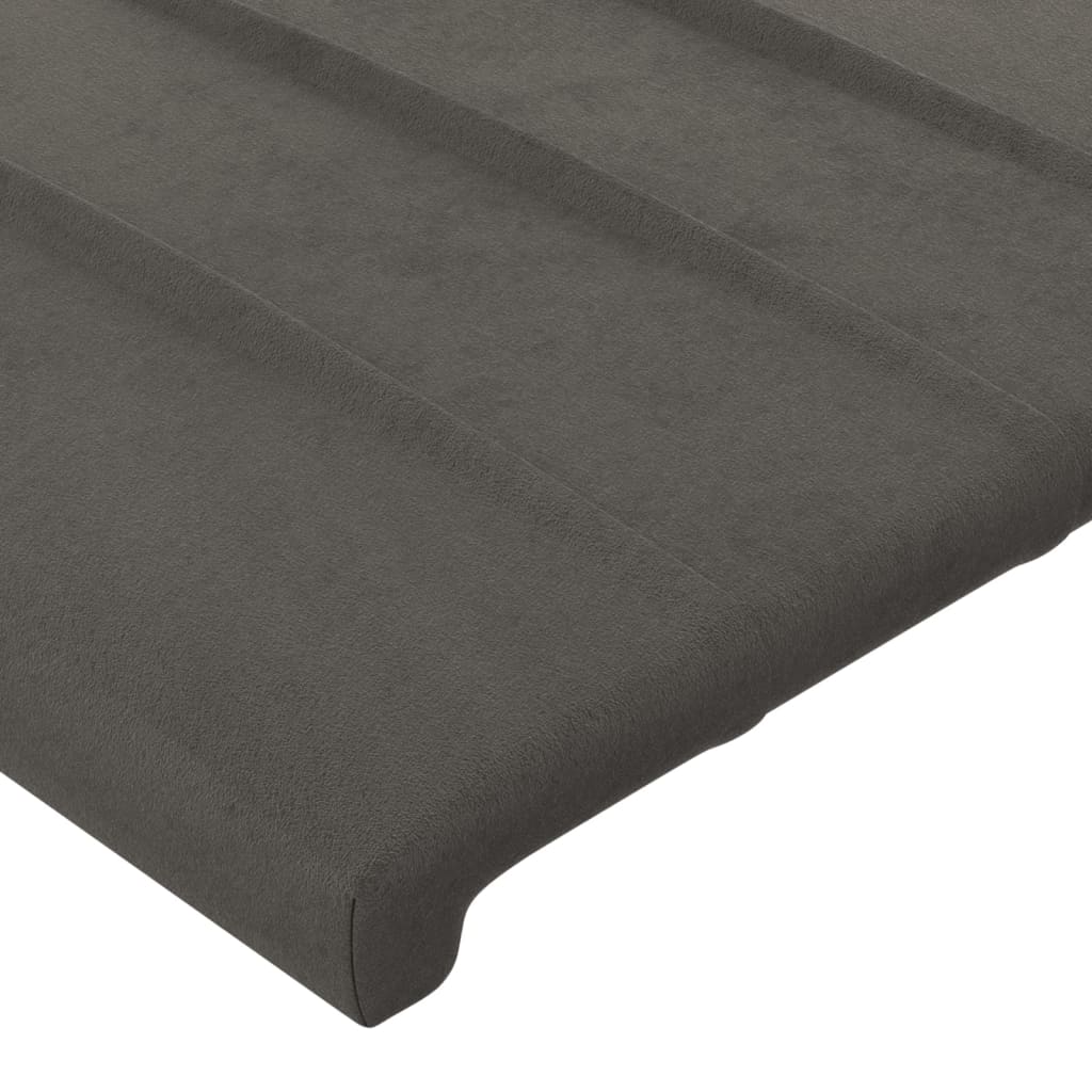 vidaXL Zagłówek do łóżka z LED, ciemnoszary, 200x5x118/128 cm, aksamit