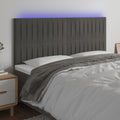 vidaXL Zagłówek do łóżka z LED, ciemnoszary, 200x5x118/128 cm, aksamit