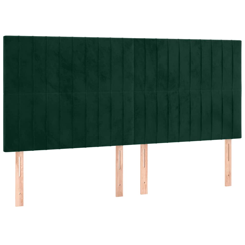 vidaXL Zagłówek do łóżka z LED, ciemnozielony, 200x5x118/128 cm