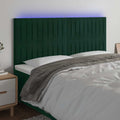 vidaXL Zagłówek do łóżka z LED, ciemnozielony, 200x5x118/128 cm