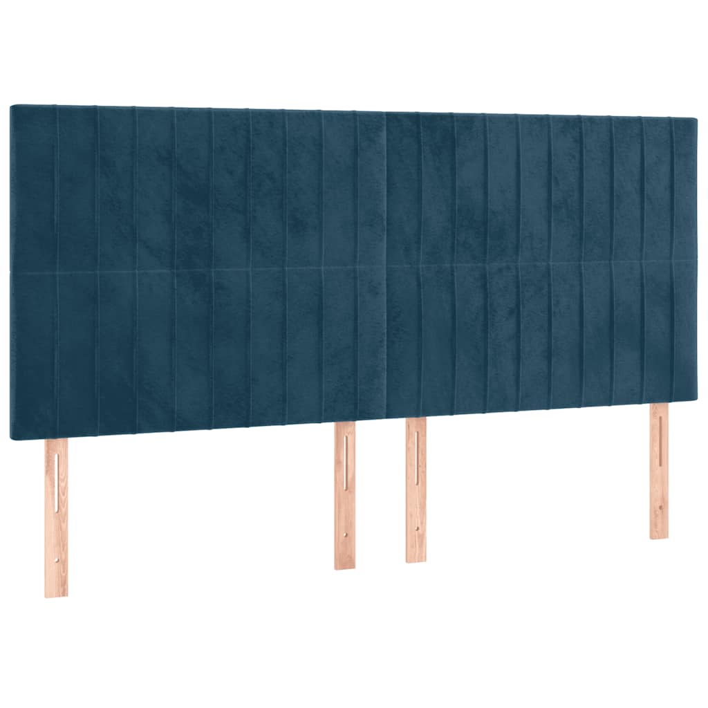 vidaXL Zagłówek do łóżka z LED, ciemnoniebieski, 200x5x118/128 cm