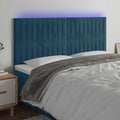 vidaXL Zagłówek do łóżka z LED, ciemnoniebieski, 200x5x118/128 cm