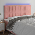 vidaXL Zagłówek do łóżka z LED, różowy, 200x5x118/128 cm, aksamit
