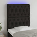 vidaXL Zagłówek do łóżka z LED, czarny, 80x7x118/128 cm, tkanina