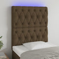 vidaXL Zagłówek do łóżka z LED ciemnobrązowy 80x7x118/128 cm tkanina