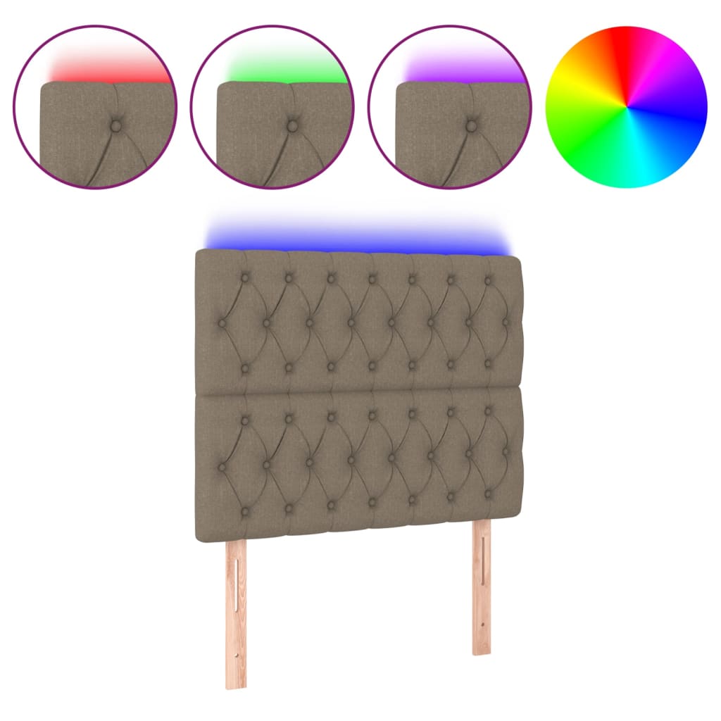 vidaXL Zagłówek do łóżka z LED, taupe, 100x7x118/128 cm, tkanina