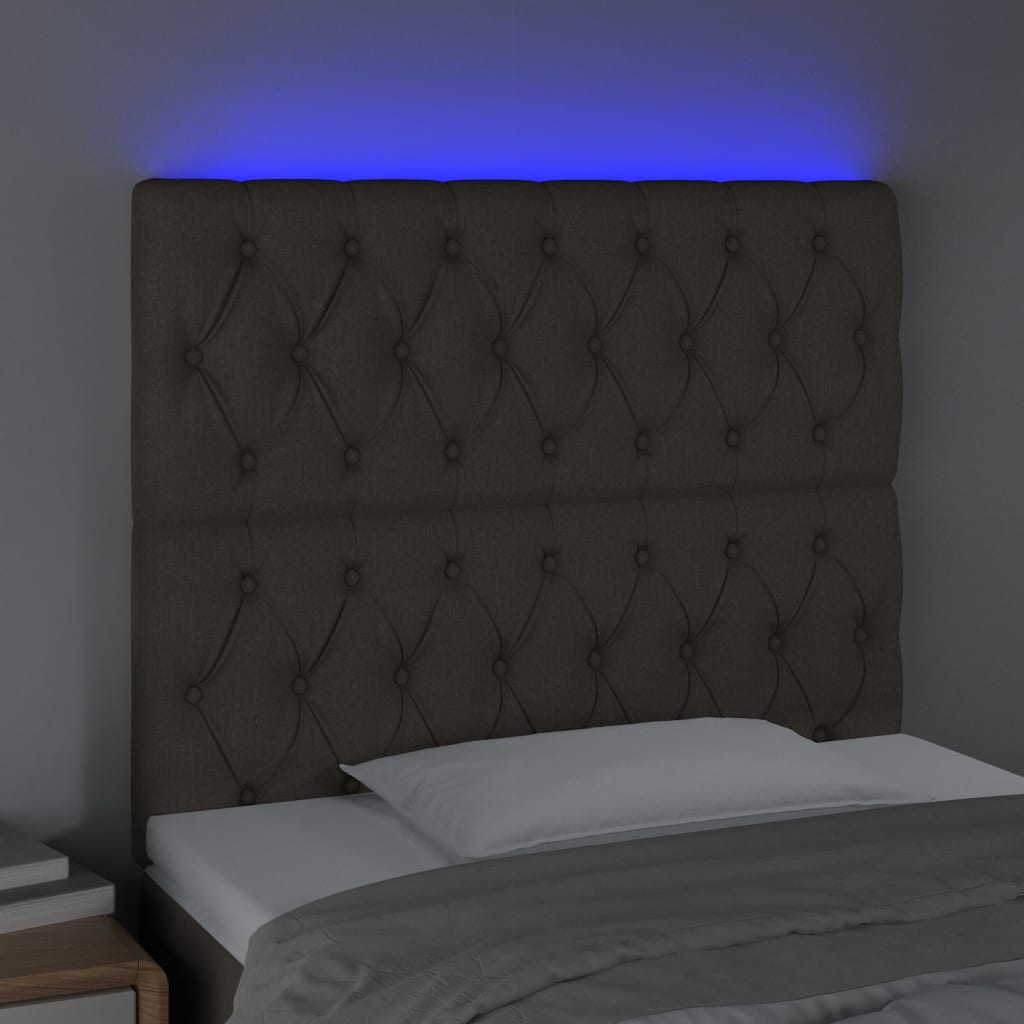 vidaXL Zagłówek do łóżka z LED, taupe, 100x7x118/128 cm, tkanina