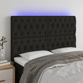 vidaXL Zagłówek do łóżka z LED, czarny, 144x7x118/128 cm, tkanina