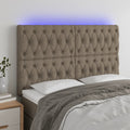vidaXL Zagłówek do łóżka z LED, taupe, 144x7x118/128 cm, tkanina