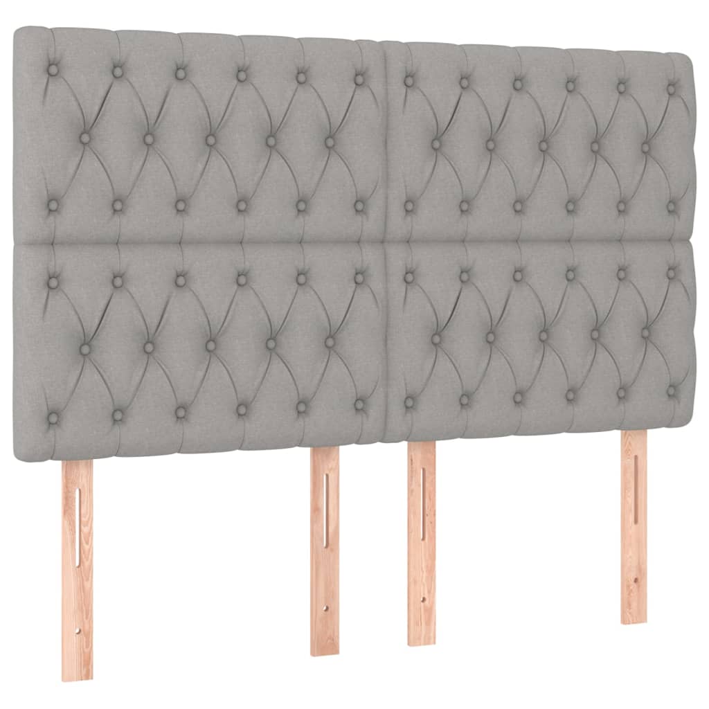 vidaXL Zagłówek do łóżka z LED, jasnoszary, 160x7x118/128 cm, tkanina