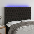 vidaXL Zagłówek do łóżka z LED, czarny, 160x7x118/128 cm, tkanina