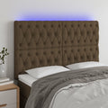 vidaXL Zagłówek do łóżka z LED ciemnobrązowy 160x7x118/128 cm tkanina