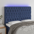 vidaXL Zagłówek do łóżka z LED, niebieski, 160x7x118/128 cm, tkanina