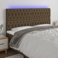vidaXL Zagłówek do łóżka z LED ciemnobrązowy 180x7x118/128 cm tkanina